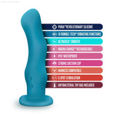 Impressions By Blush® | Miami G-Spot Teal 7.25-Inch Long Rechargeable Vibrating Dildo With Suction Cup Base-French Quarter Lingerie